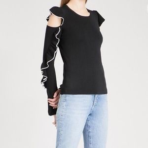 Maje Black Cold Shoulder Top